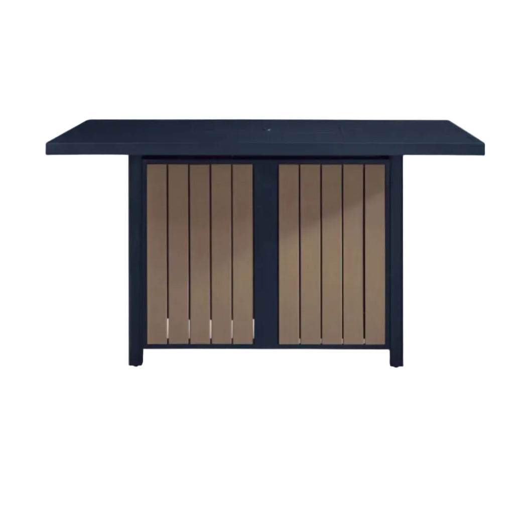 East Beach - Rectangular Bar Table With Fire Pit - Blue