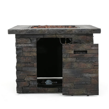 33" Square Stone Gray Fire Pit – 40,000 BTU
