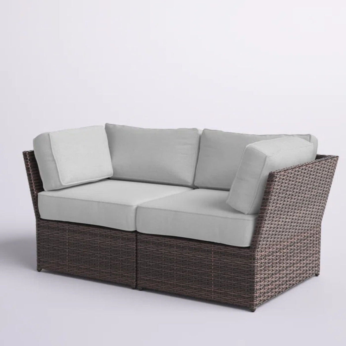 Outdoor Wicker Loveseat with Cushions – Weather‑Resistant HDPE Wicker & Rustproof Aluminum (Brown)