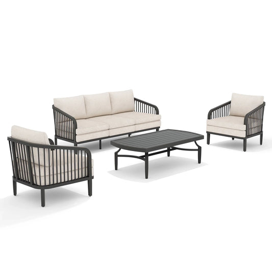 Asheville 4-Piece Aluminum Patio Conversation Set