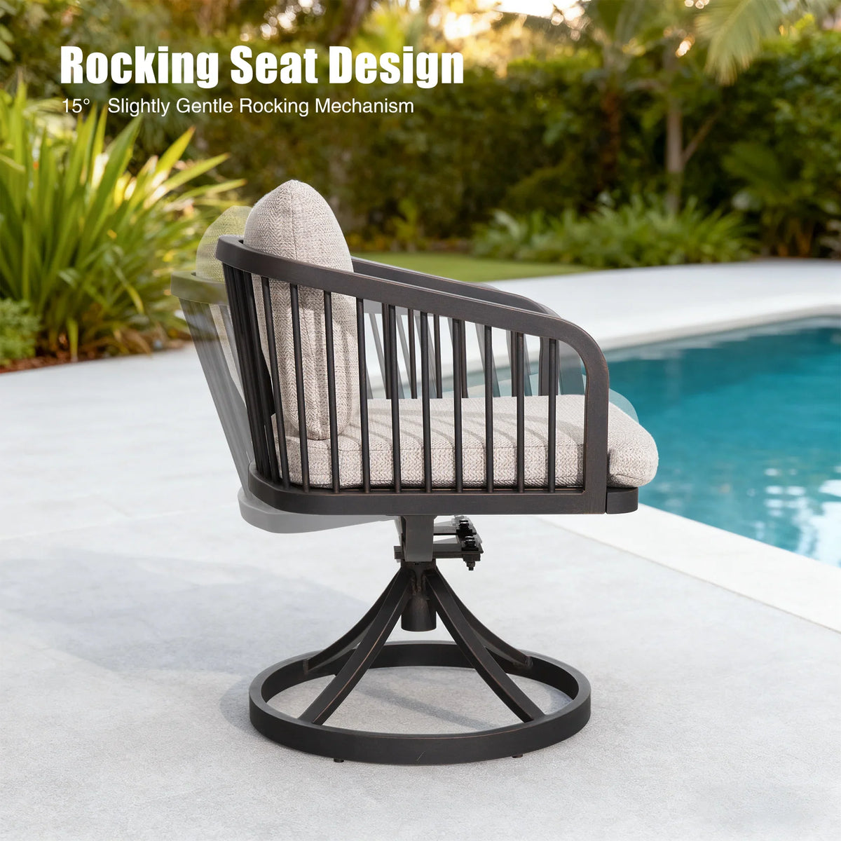 Asheville Patio Rectangular Dining Table and 6 Swivel Chairs