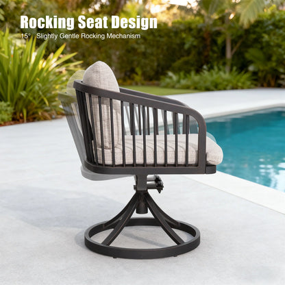Asheville Patio Rectangular Dining Table and 6 Swivel Chairs