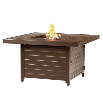 Aluminum 42-in Square Propane Fire Table with Beads, Covers and Lid