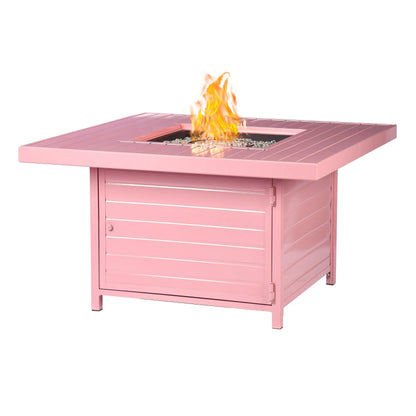 Aluminum 42-in Square Propane Fire Table with Beads, Covers and Lid
