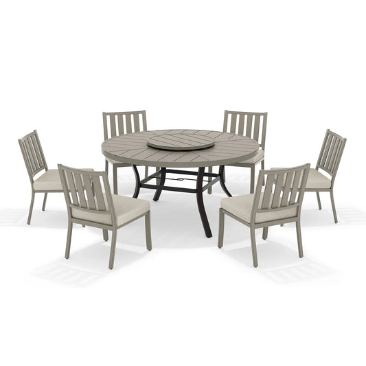 Azur Patio Round Dining Table Sets With Armless Chair And Sunbrella® Cushions