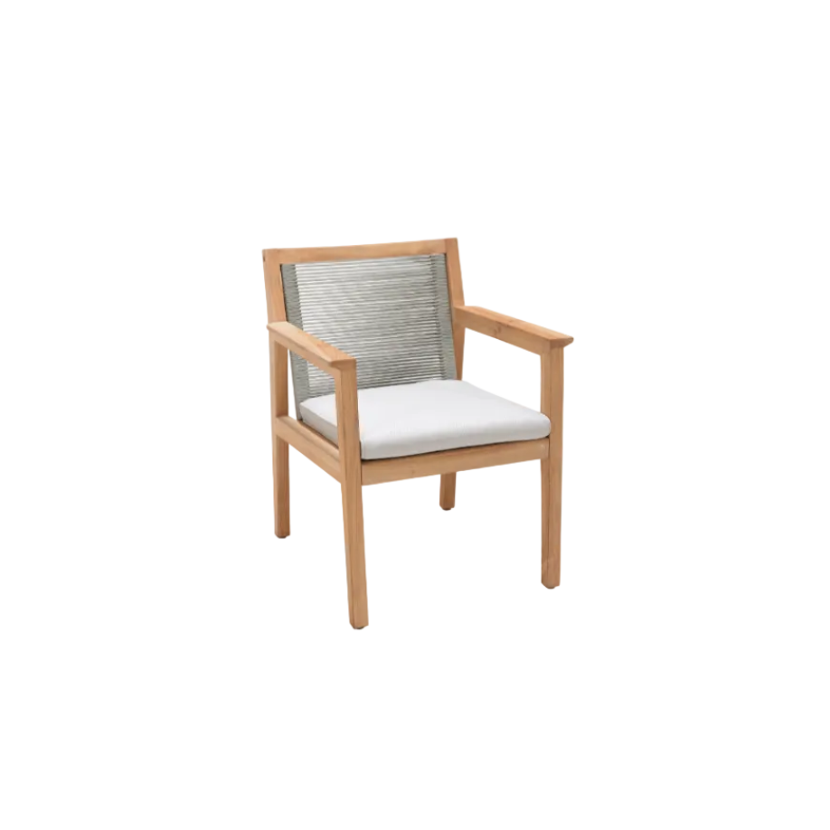 Agate Teak and Rope Armchair Green