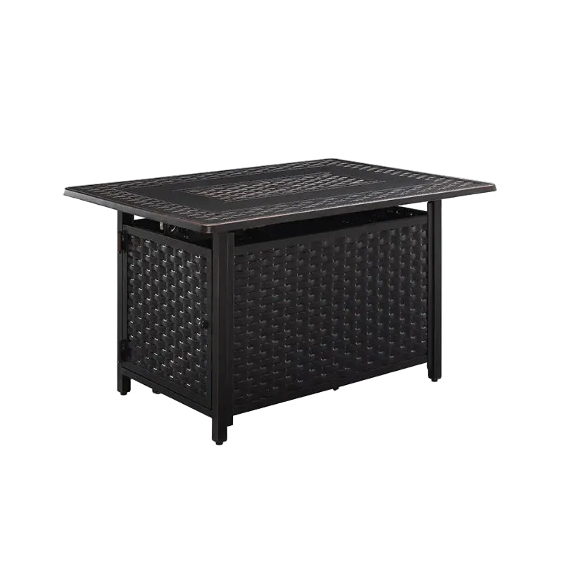 Albany 44" Rectangular Woven Aluminum Convertible Gas Fire Pit Table