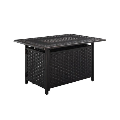 Albany 44" Rectangular Woven Aluminum Convertible Gas Fire Pit Table