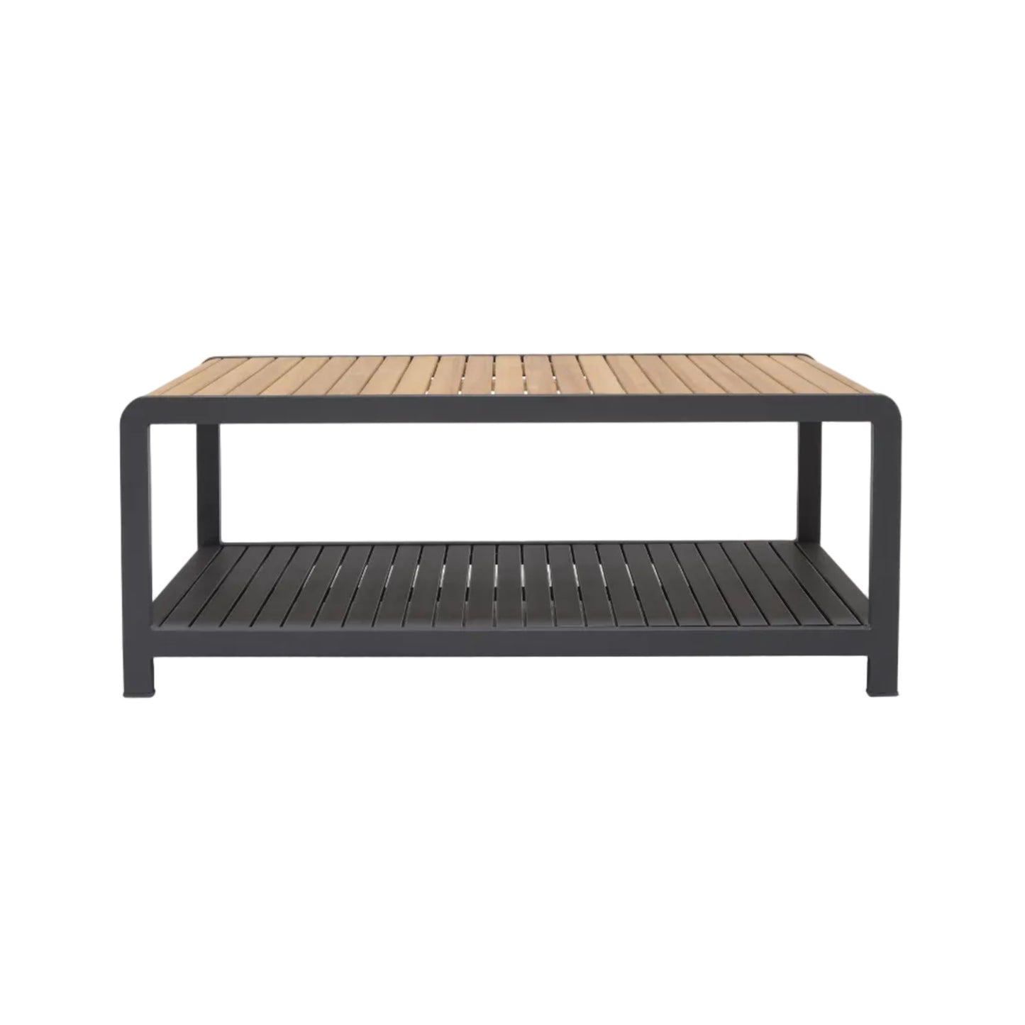 Amber Teak and Aluminum Rectangular Coffee Table