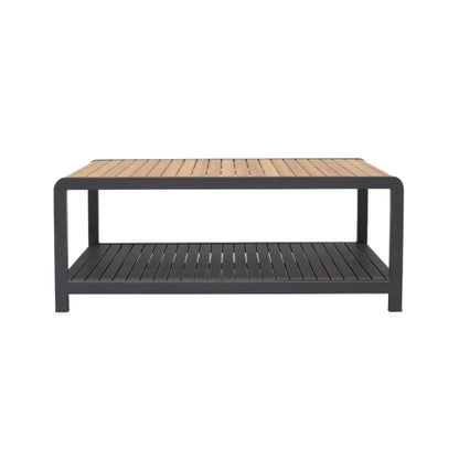 Amber Teak and Aluminum Rectangular Coffee Table