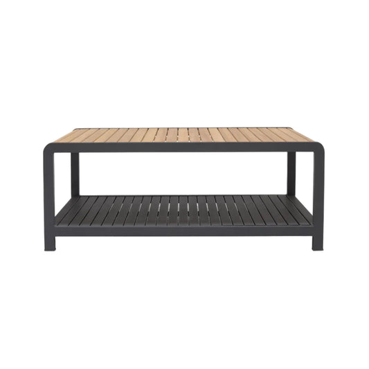 Amber Teak and Aluminum Rectangular Coffee Table