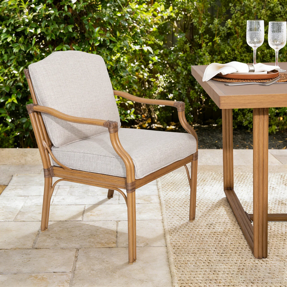 Arcadia Weather-Resistant Outdoor 84"L Dining Table and 6 Armchairs
