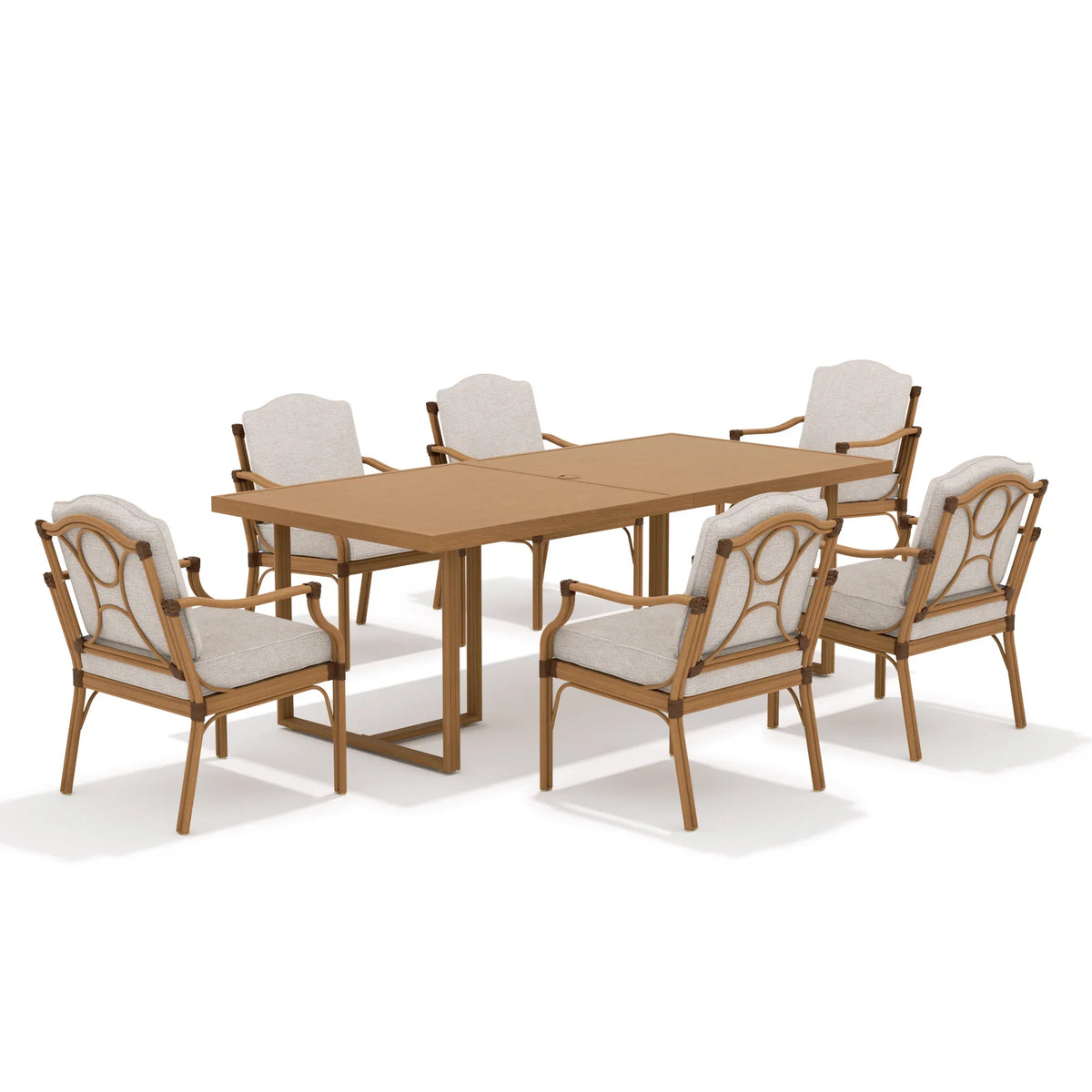 Arcadia Weather-Resistant Outdoor 84"L Dining Table and 6 Armchairs