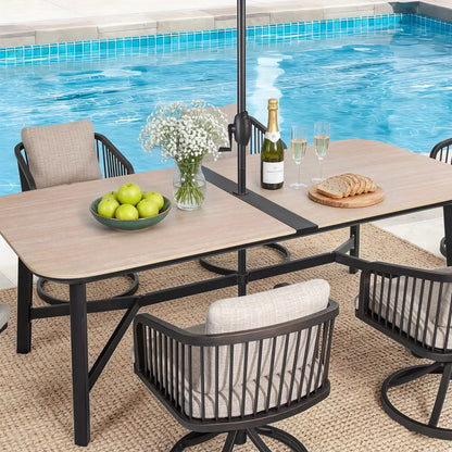 Asheville Patio Rectangular Dining Table and 6 Dining Chairs