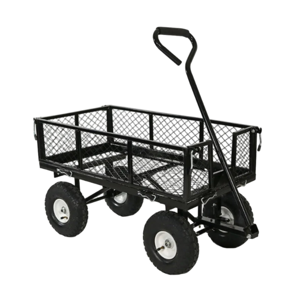 Black Steel Garden Utility Cart – 400 lb. Capacity, Removable Sides & All-Terrain Pneumatic Tires