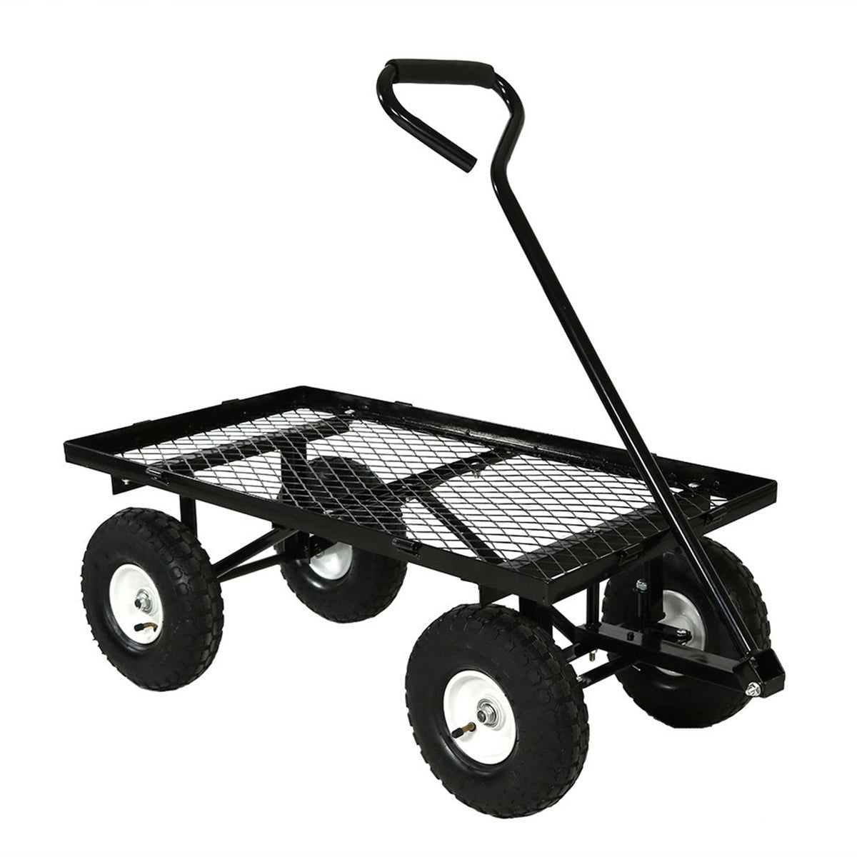 Black Steel Garden Utility Cart – 400 lb. Capacity, Removable Sides & All-Terrain Pneumatic Tires
