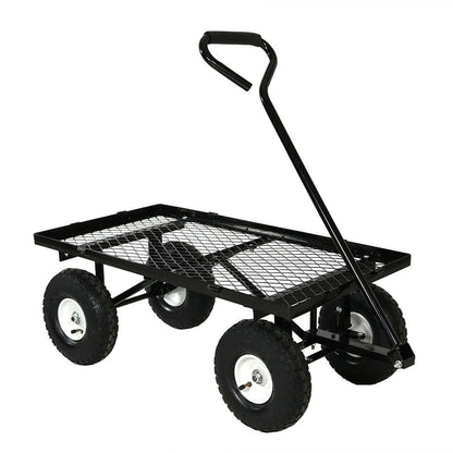 Black Steel Garden Utility Cart – 400 lb. Capacity, Removable Sides & All-Terrain Pneumatic Tires