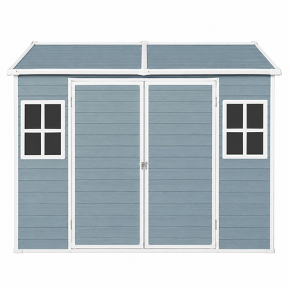 Resin Outdoor Storage Shed with Floor & Lockable Door - Gray or Black