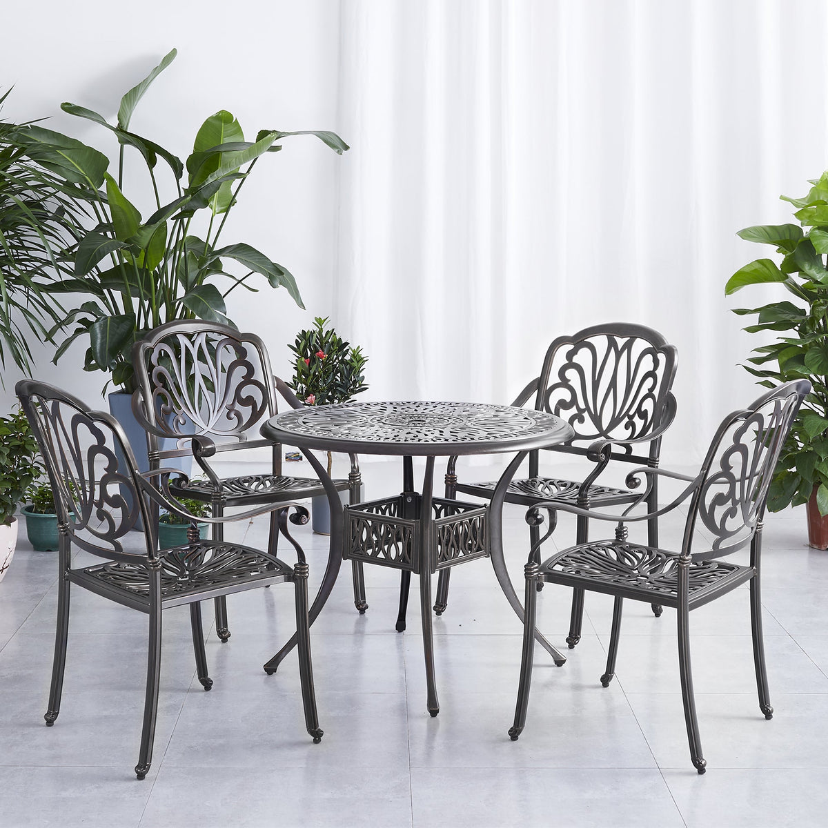 Black Aluminum Outdoor Patio Set – Complete Classic Garden Seating