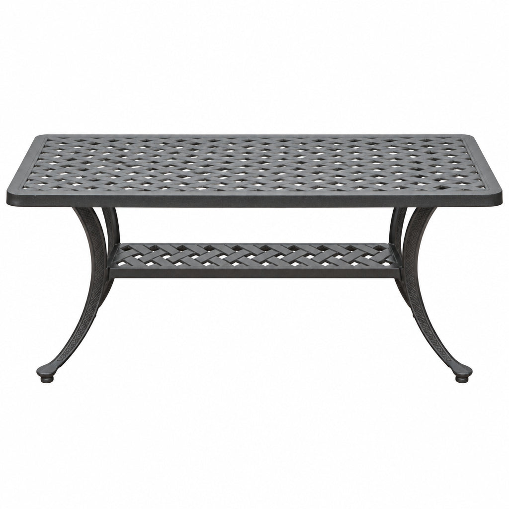 Solid Cast Aluminum 21 x 42 inch Outdoor Patio Dining Cocktail Table - Charcoal