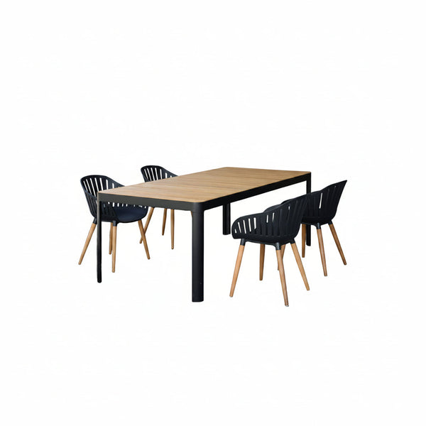 Portals Dark 4 Seater Carver Rectangular Dining set