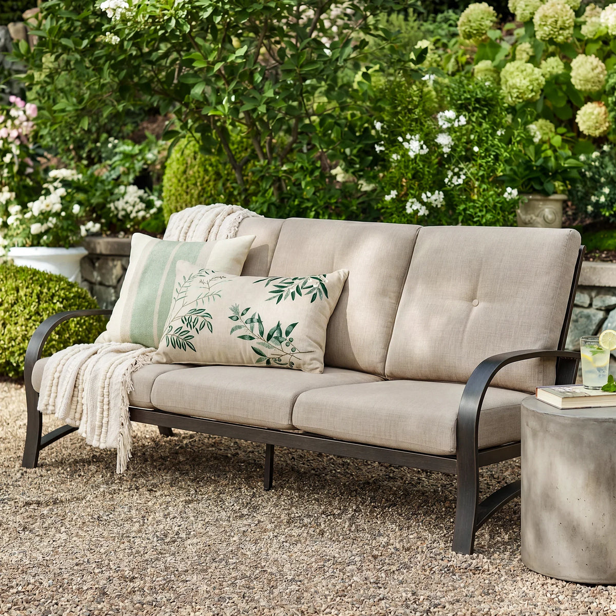 Chamber Aluminum 5 Seat Patio Conversation Sets With Sunbrella® Cushions