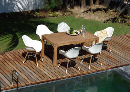Rinjani Rectangular Teak Dining Table &amp; 6 Chamonix Dining Chairs Set