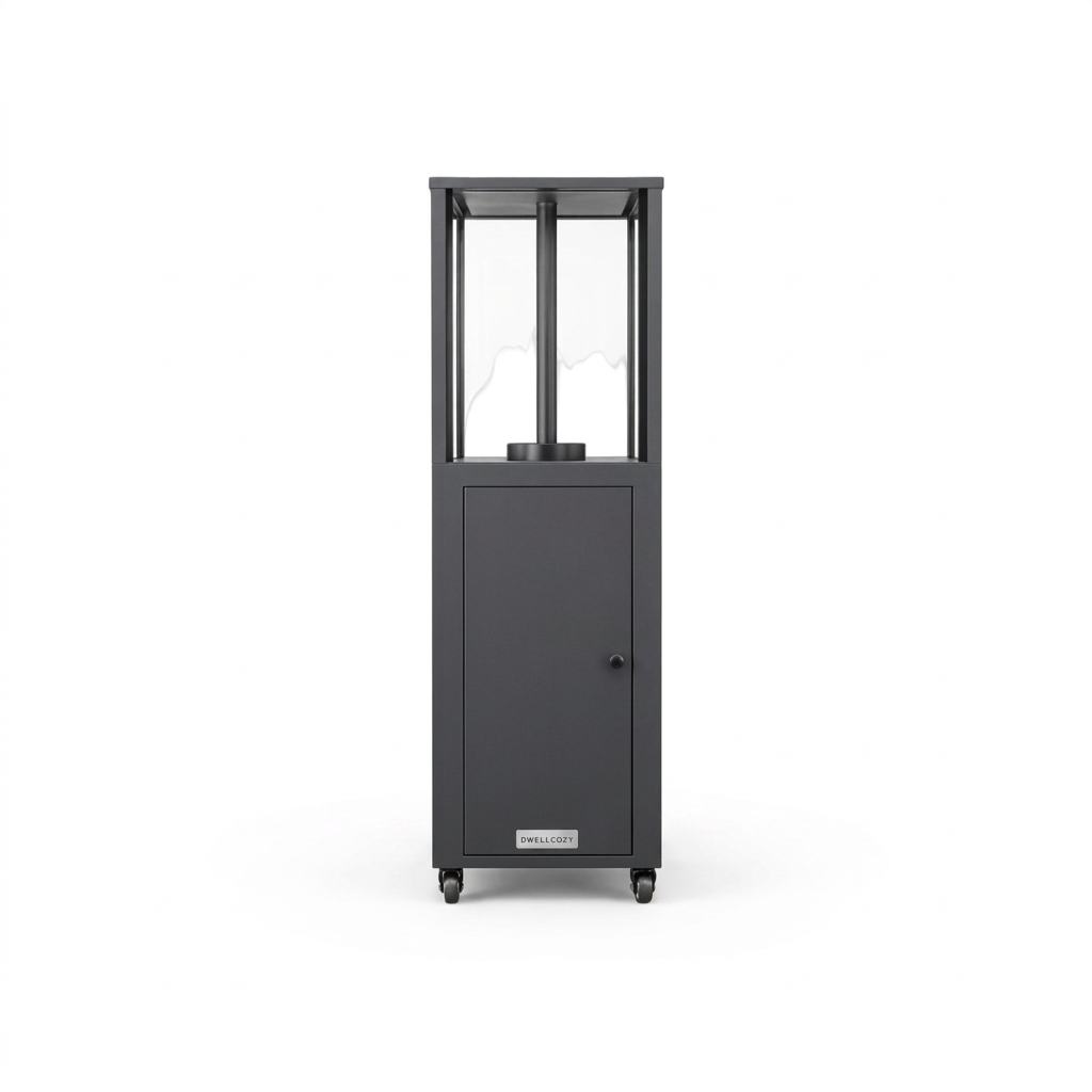 58,500 BTU Steel Wood Pellet Standing Patio Heater with Wheels-Black