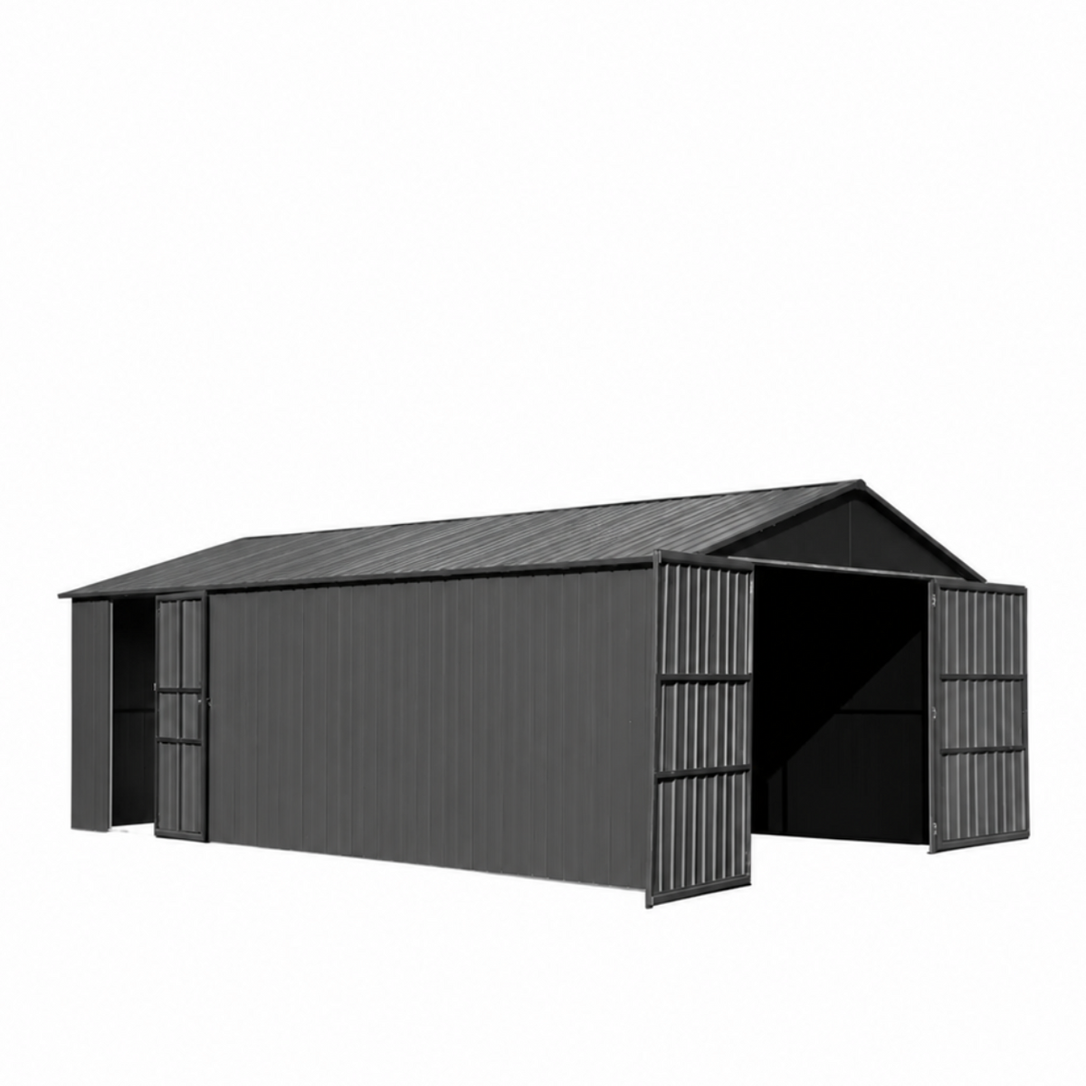 12x20ft Outdoor Metal Garage Shed with Lockable Double Doors - Dark Gray