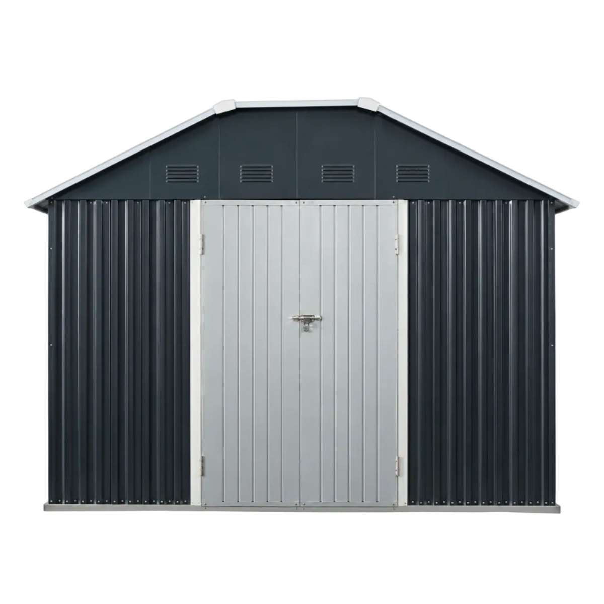 Alora 10' x 12' Heavy-Duty Outdoor Metal Storage Shed – Arched Roof, Lockable Double Doors & Ventilation