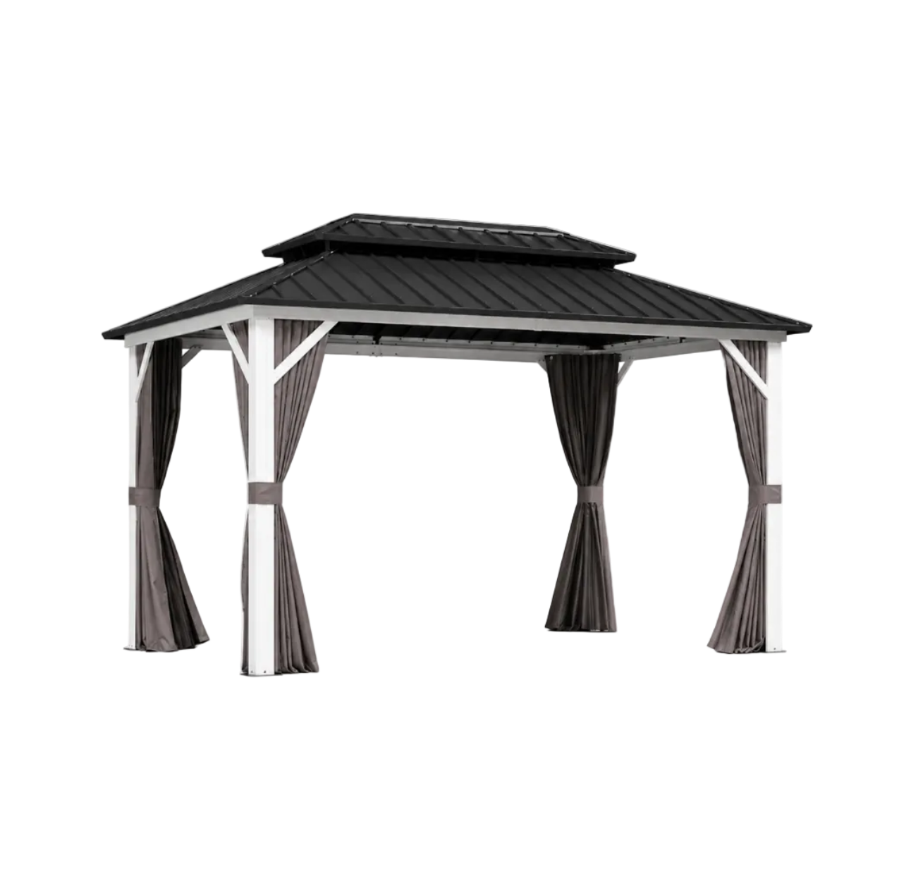 Hardtop Gazebo 8' X 12' Galvanized Steel Roof White Frame