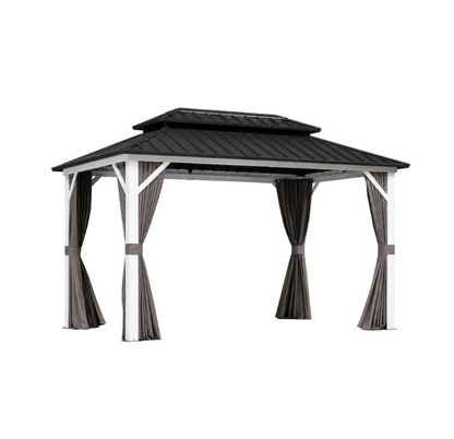 Hardtop Gazebo 8' X 12' Galvanized Steel Roof White Frame