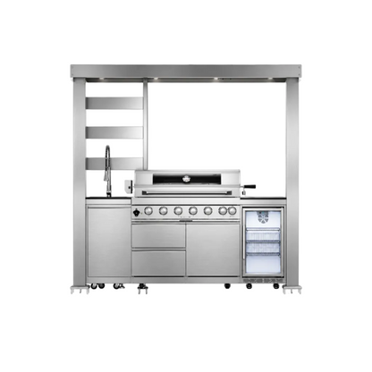 Castelle Flame Blaze 108-Inch 6-Burner 85K BTU Stainless Steel Outdoor Kitchen Grill Island
