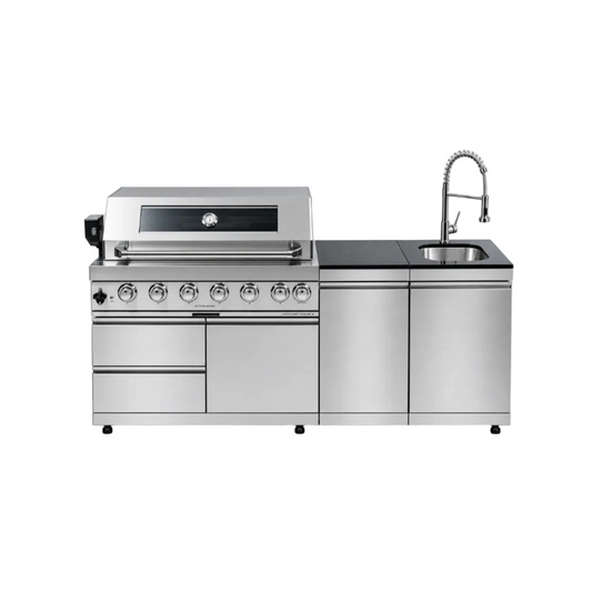 Castelle Flame Valmont 43-Inch 6-Burner 85K BTU Outdoor BBQ Kitchen Grill Island