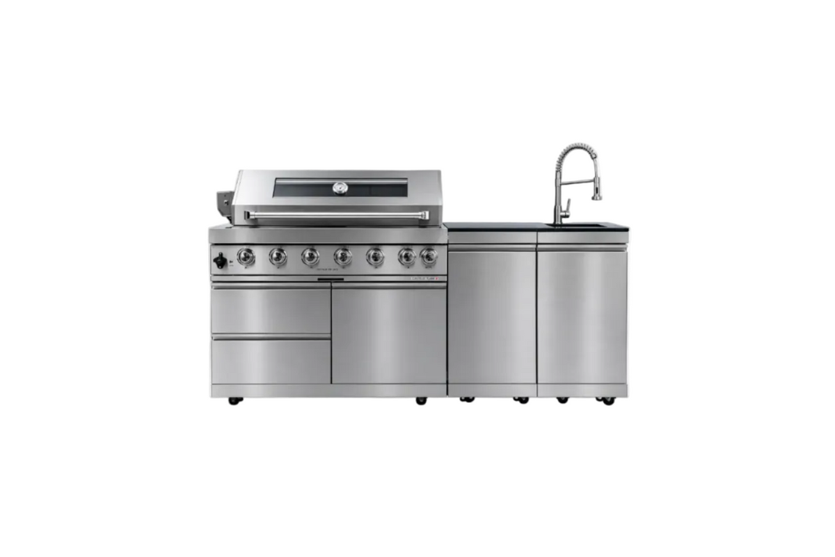 Castelle Flame Tuscany 96-inch 6‑Burner 85K BTU Propane Outdoor Kitchen Grill Island