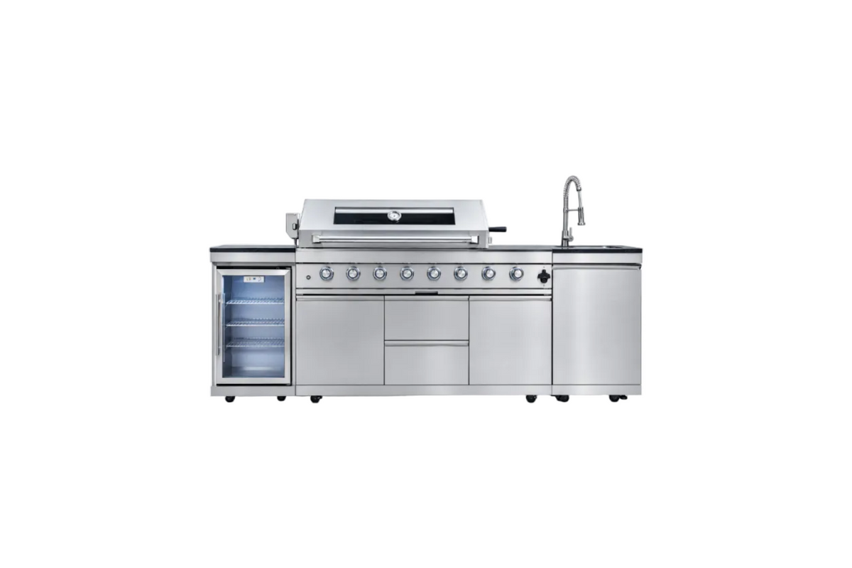 Castelle Flame Capri 96- inch 6‑Burner 85,000 BTU Outdoor Kitchen Grill Island