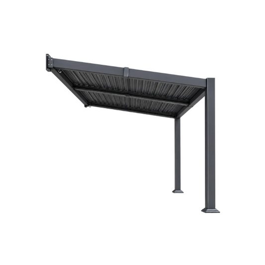 8' x 10' Modern Wall-Mounted Louvered Pergola With Aluminum Frame