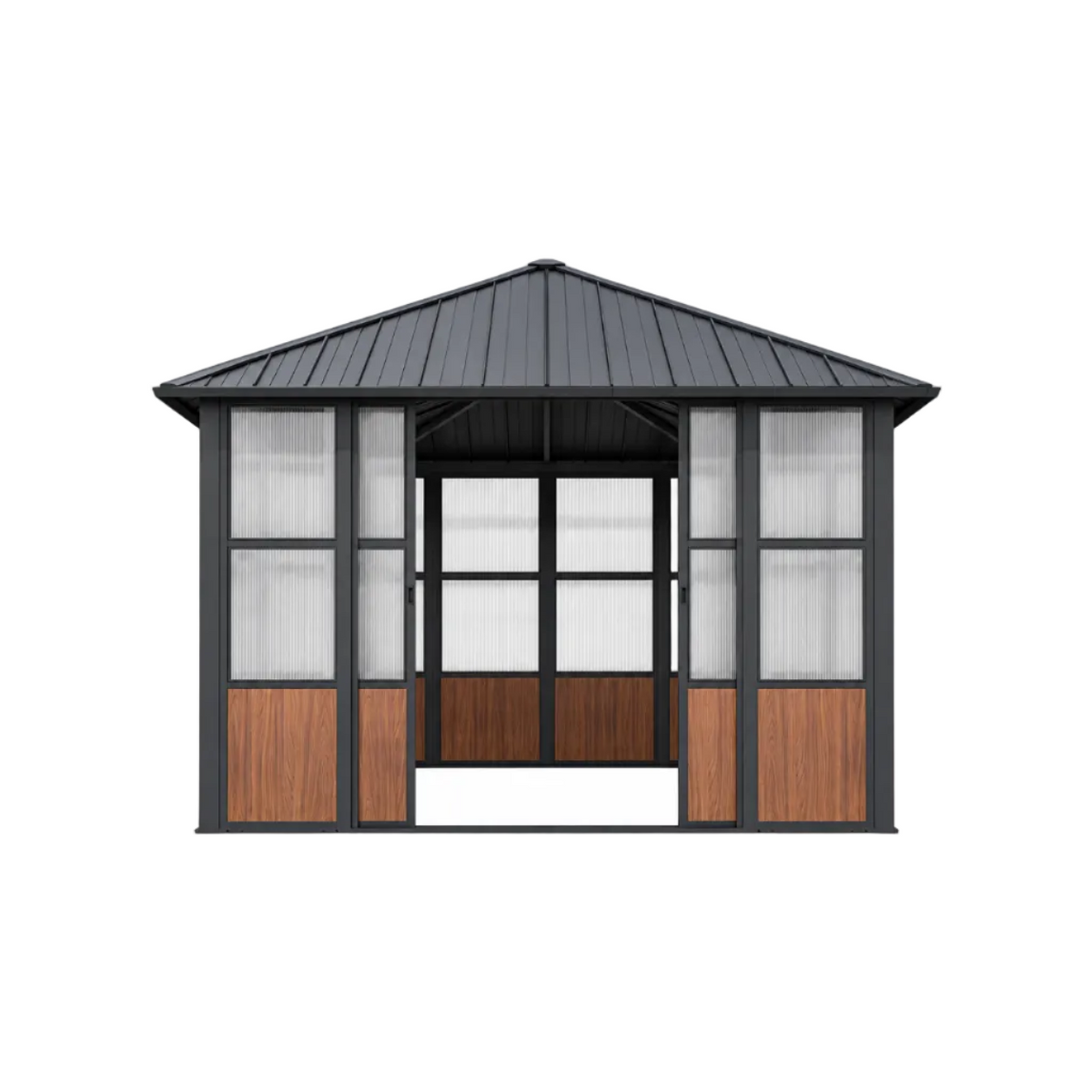 Alora Grandview Premium Hardtop Aluminum Sunroom Solarium With TV Mount And Sliding Doors