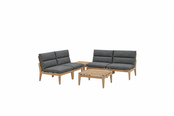 Arno 6‑Piece Corner Outdoor Seating Set – Dark FSC™ Teak & Olefin Cushions