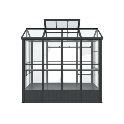 6' × 8' Heavy-Duty Polycarbonate Greenhouse – Automatic Roof Vent, Aluminum Frame & Storage Shelf