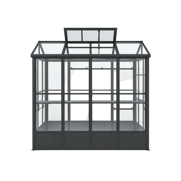 6' × 8' Heavy-Duty Polycarbonate Greenhouse – Automatic Roof Vent, Aluminum Frame & Storage Shelf