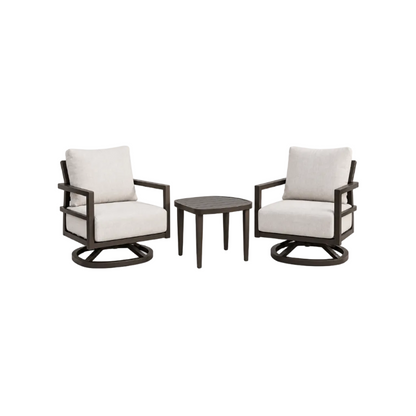Outdoor Aluminum Swivel Chat Set with Sintered Stone Table & Sunbrella Cushions
