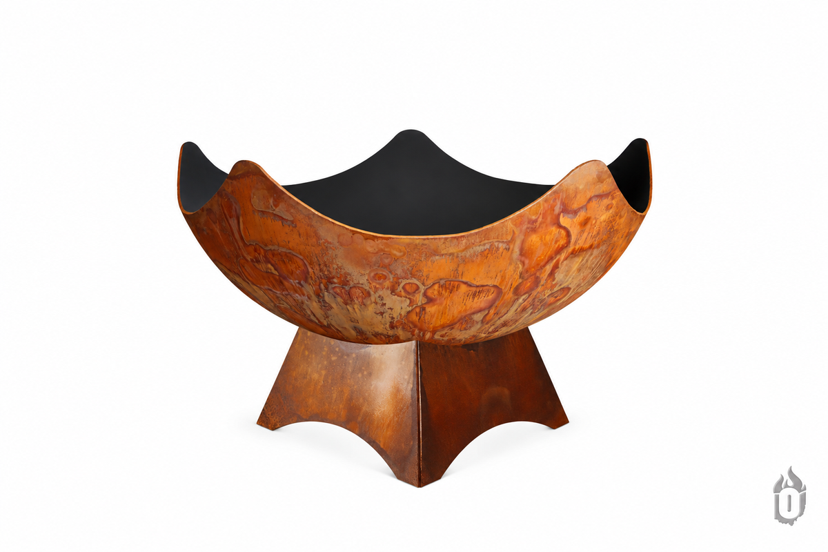 Ohio Flame “Stellar” Artisan Fire Bowl — Handcrafted Carbon Steel with Patina Finish & Liberty Standard Base (Made in USA)