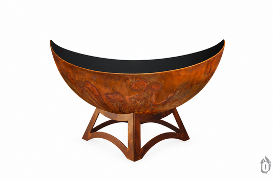 Ohio Flame “Lunar” Artisan Fire Bowl — Handcrafted Carbon Steel with Patina Finish & Liberty Hollow Base (Made in USA)