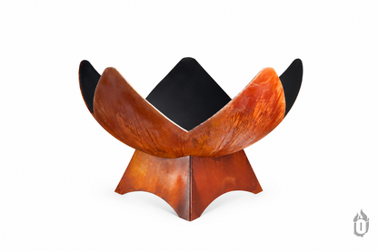 Ohio Flame “Fire Flower” Artisan Fire Bowl — Handcrafted Carbon Steel with Patina Finish & Liberty Standard Base (Made in USA)