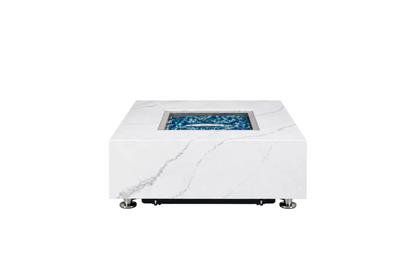 Elementi Plus Bianco 40" Marble Porcelain Fire Table - Bianco White