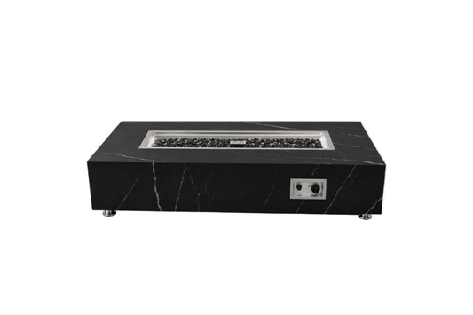 Elementi Plus Varna 60" Black Marble Porcelain Outdoor Fire Table