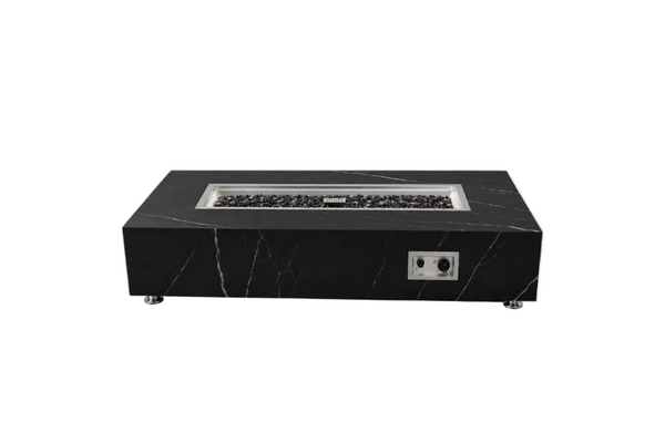 Elementi Plus Varna 60" Black Marble Porcelain Outdoor Fire Table