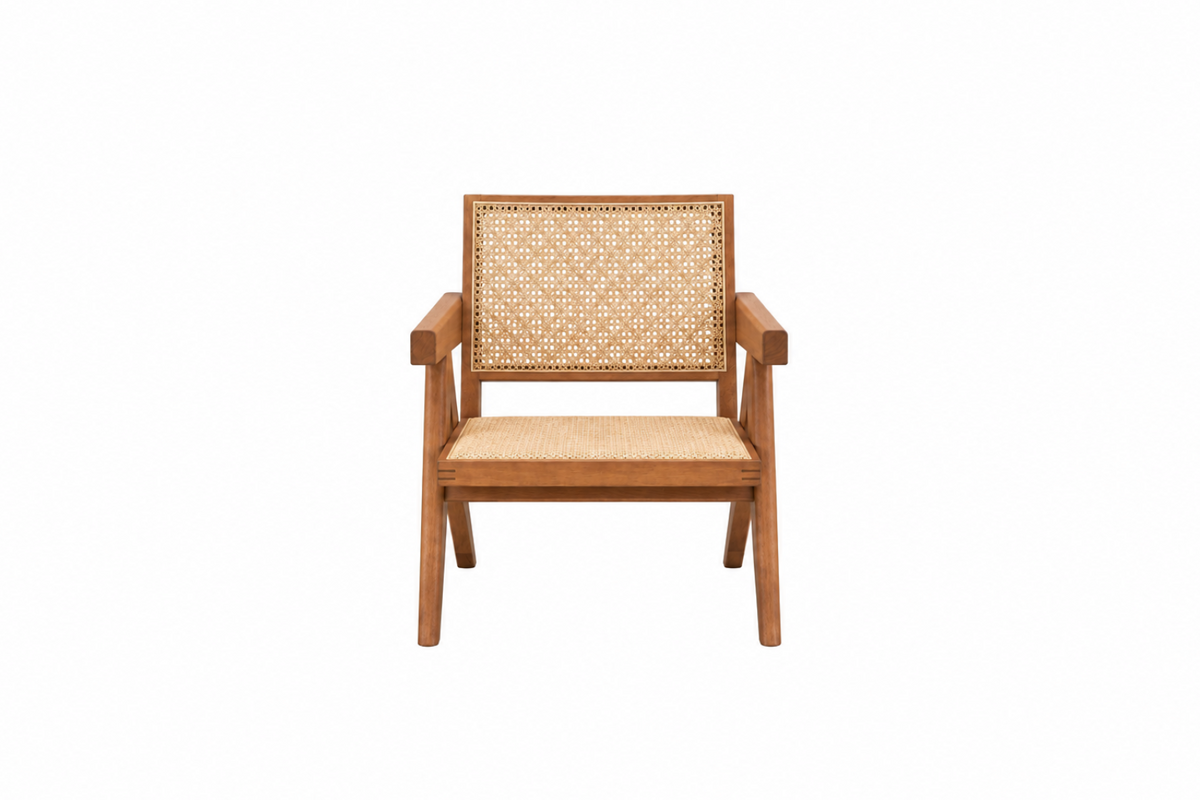 Velentina Rattan Accent Chair – Natural Woven Seat & Back Cushion with Lightweight Frame