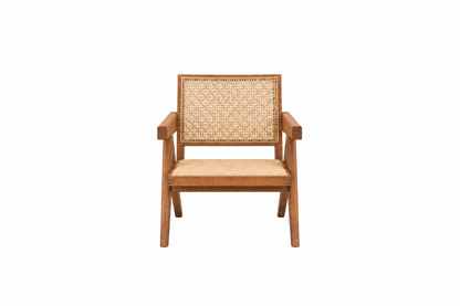 Velentina Rattan Accent Chair – Natural Woven Seat & Back Cushion with Lightweight Frame